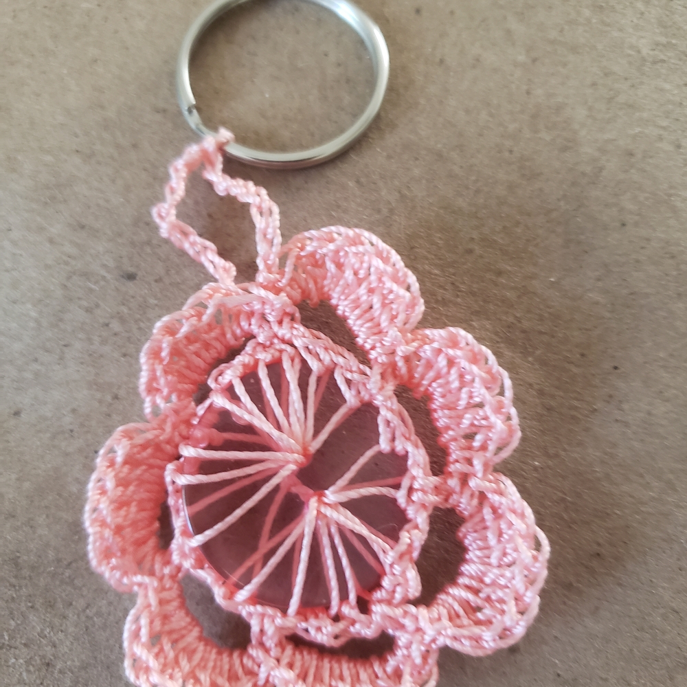 Set Of 3 Crochet Flower Keychains - Picture 2 of 6